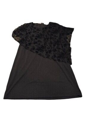 Sese Code Black Overlay Floral Velvet Party Dress Size 3XL E4